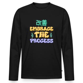 Le Kaizen japonais adopte le processus - T-shirt manches longues Premium bio Homme - noir - Devant - Nico (187cm)