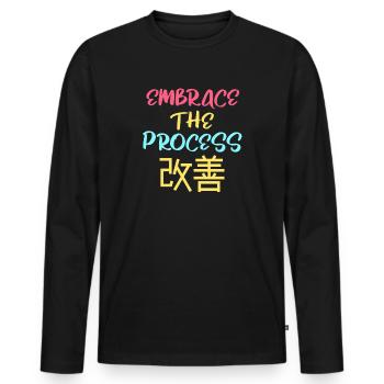 Le Kaizen japonais adopte le processus - T-shirt manches longues Premium bio Homme - noir - Devant - Nico (187cm)