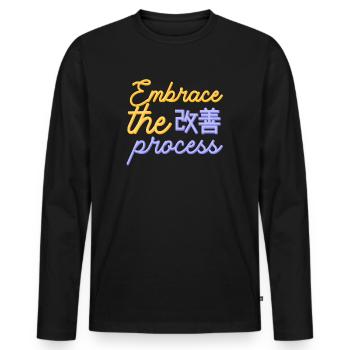 Japanese Kaizen Embrace The Process - Men's Premium Organic Long Sleeve Shirt - black - Front - Nico (187cm)