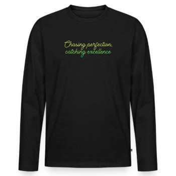 Kaizen-Mindset auf der Jagd nach Perfektion - Männer Premium Bio Langarmshirt - Schwarz - Vorne - Nico (187cm)