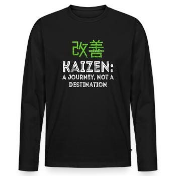 Kaizen A Journey Not A Destination - Men's Premium Organic Long Sleeve Shirt - black - Front - Nico (187cm)