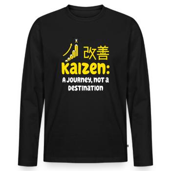 Kaizen : un voyage, pas une destination - T-shirt manches longues Premium bio Homme - noir - Devant - Nico (187cm)