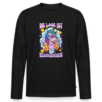 Die Lage Ist Besäufniserregend - Männer Premium Bio Langarmshirt - Schwarz - Vorne - Nico (187cm)