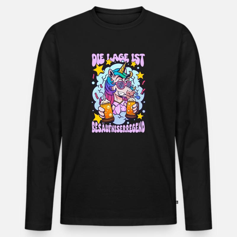 Die Lage Ist Besäufniserregend - Männer Premium Bio Langarmshirt - Schwarz