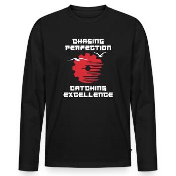 Kaizen-Mindset auf der Jagd nach Perfektion - Männer Premium Bio Langarmshirt - Schwarz - Vorne - Nico (187cm)