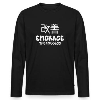 Le Kaizen japonais adopte le processus - T-shirt manches longues Premium bio Homme - noir - Devant - Nico (187cm)