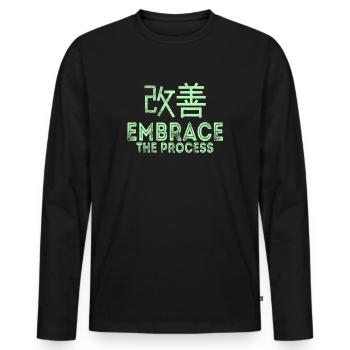 Le Kaizen japonais adopte le processus - T-shirt manches longues Premium bio Homme - noir - Devant - Nico (187cm)