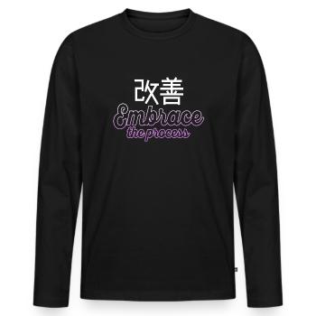 Japanese Kaizen Embrace The Process - Men's Premium Organic Long Sleeve Shirt - black - Front - Nico (187cm)