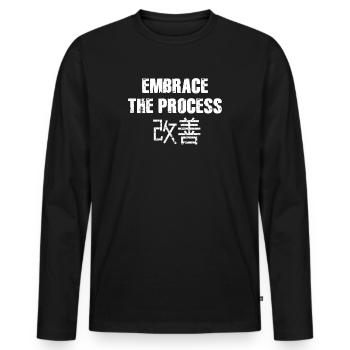 Le Kaizen japonais adopte le processus - T-shirt manches longues Premium bio Homme - noir - Devant - Nico (187cm)