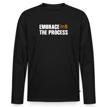 Le Kaizen japonais adopte le processus - T-shirt manches longues Premium bio Homme - noir - Devant - Nico (187cm)