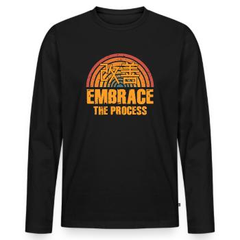 Le Kaizen japonais adopte le processus - T-shirt manches longues Premium bio Homme - noir - Devant - Nico (187cm)