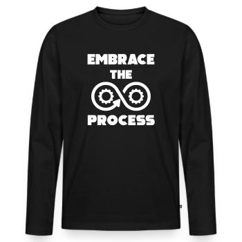 Japanische Kaizen begrüßen den Prozess - Männer Premium Bio Langarmshirt - Schwarz - Vorne - Nico (187cm)