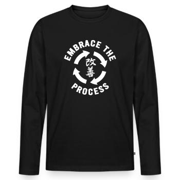 Japanese Kaizen Embrace The Process - Men's Premium Organic Long Sleeve Shirt - black - Front - Nico (187cm)