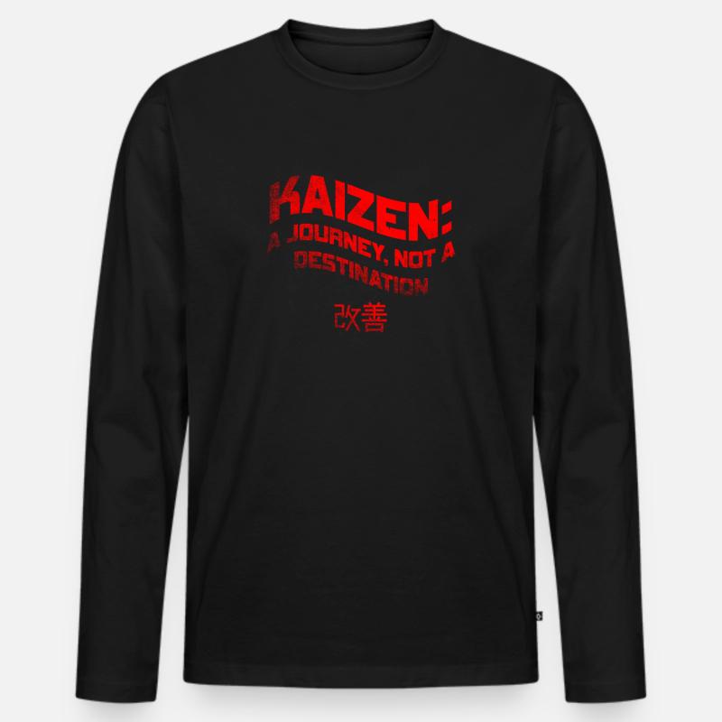 Kaizen: Eine Reise, kein Ziel - Männer Premium Bio Langarmshirt - Schwarz