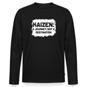 Kaizen : un voyage, pas une destination - T-shirt manches longues Premium bio Homme - noir - Devant - Nico (187cm)