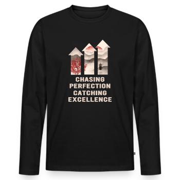 Kaizen-Mindset auf der Jagd nach Perfektion - Männer Premium Bio Langarmshirt - Schwarz - Vorne - Nico (187cm)