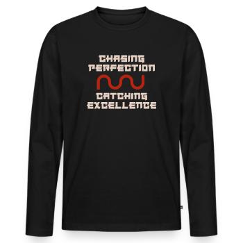 Kaizen-Mindset auf der Jagd nach Perfektion - Männer Premium Bio Langarmshirt - Schwarz - Vorne - Nico (187cm)