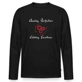 Kaizen-Mindset auf der Jagd nach Perfektion - Männer Premium Bio Langarmshirt - Schwarz - Vorne - Nico (187cm)