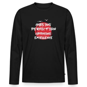 Kaizen-Mindset auf der Jagd nach Perfektion - Männer Premium Bio Langarmshirt - Schwarz - Vorne - Nico (187cm)