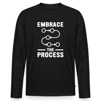 Le Kaizen japonais adopte le processus - T-shirt manches longues Premium bio Homme - noir - Devant - Nico (187cm)