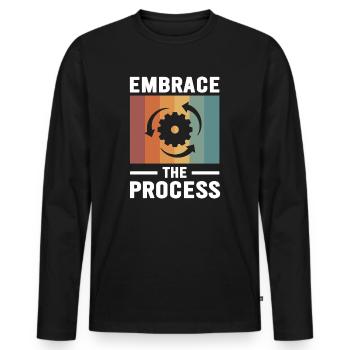 Le Kaizen japonais adopte le processus - T-shirt manches longues Premium bio Homme - noir - Devant - Nico (187cm)