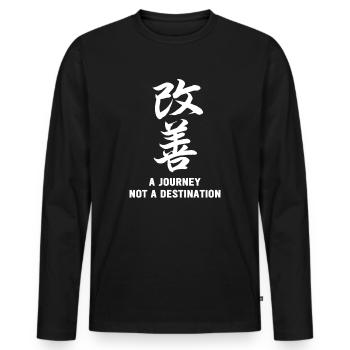 Kaizen : un voyage, pas une destination - T-shirt manches longues Premium bio Homme - noir - Devant - Nico (187cm)