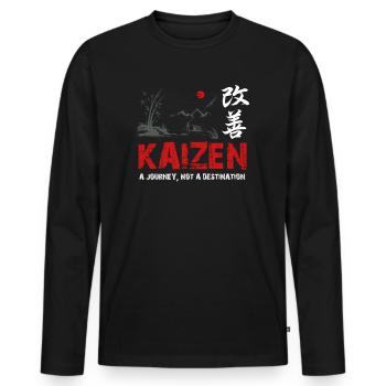 Kaizen A Journey Not A Destination - Men's Premium Organic Long Sleeve Shirt - black - Front - Nico (187cm)