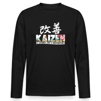 Kaizen A Journey Not A Destination - Men's Premium Organic Long Sleeve Shirt - black - Front - Nico (187cm)