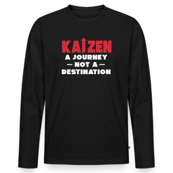 Kaizen : un voyage, pas une destination - T-shirt manches longues Premium bio Homme - noir - Devant - Nico (187cm)