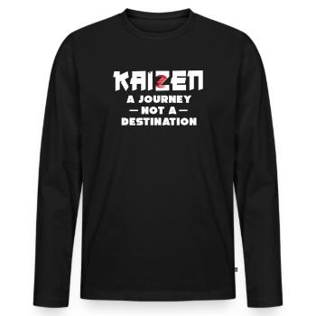 Kaizen : un voyage, pas une destination - T-shirt manches longues Premium bio Homme - noir - Devant - Nico (187cm)