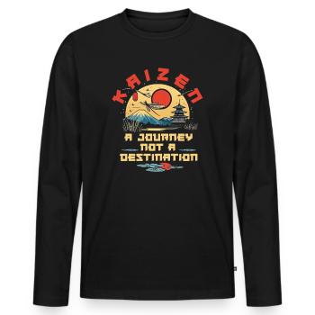 Kaizen : un voyage, pas une destination - T-shirt manches longues Premium bio Homme - noir - Devant - Nico (187cm)