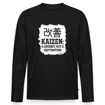 Kaizen A Journey Not A Destination - Men's Premium Organic Long Sleeve Shirt - black - Front - Nico (187cm)