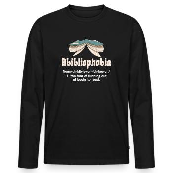 Abibliophobia Bookworm Reading Books - Men's Premium Organic Long Sleeve Shirt - black - Front - Nico (187cm)