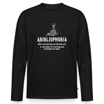 Abibliophobie Bücherwurm Lesebücher - Männer Premium Bio Langarmshirt - Schwarz - Vorne - Nico (187cm)