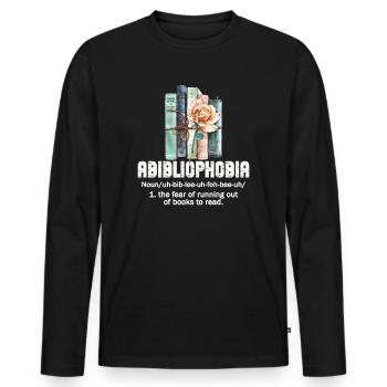 Abibliophobia Bookworm Reading Books - Men's Premium Organic Long Sleeve Shirt - black - Front - Nico (187cm)