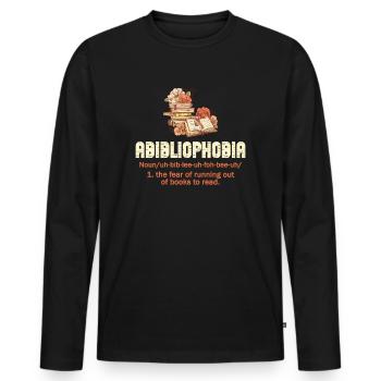 Abibliophobia Bookworm Reading Books - Men's Premium Organic Long Sleeve Shirt - black - Front - Nico (187cm)