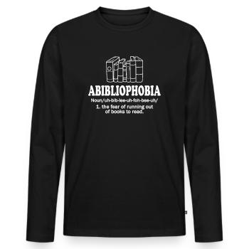 Abibliophobia Bookworm Reading Books - Men's Premium Organic Long Sleeve Shirt - black - Front - Nico (187cm)