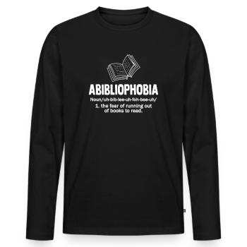 Abibliophobia Bookworm Livres de lecture - T-shirt manches longues Premium bio Homme - noir - Devant - Nico (187cm)