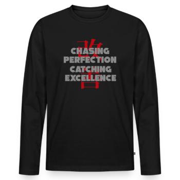 Kaizen-Mindset auf der Jagd nach Perfektion - Männer Premium Bio Langarmshirt - Schwarz - Vorne - Nico (187cm)