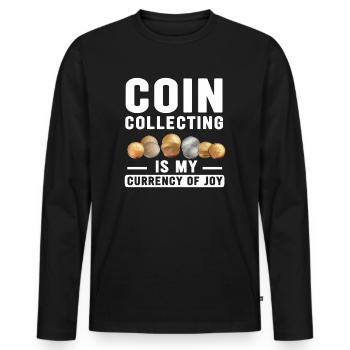 Numismatics Coin Collector Art - Men's Premium Organic Long Sleeve Shirt - black - Front - Nico (187cm)