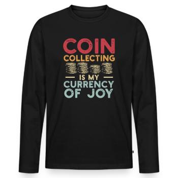 Numismatics Coin Collector Art - Men's Premium Organic Long Sleeve Shirt - black - Front - Nico (187cm)