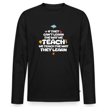 Autismus-Bewusstsein SPED Lehrer lernen - Männer Premium Bio Langarmshirt - Schwarz - Vorne - Nico (187cm)
