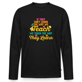Autismus-Bewusstsein SPED Lehrer lernen - Männer Premium Bio Langarmshirt - Schwarz - Vorne - Nico (187cm)