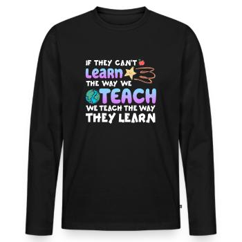 Autismus-Bewusstsein SPED Lehrer lernen - Männer Premium Bio Langarmshirt - Schwarz - Vorne - Nico (187cm)