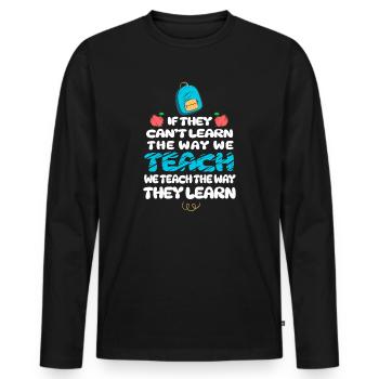 Autismus-Bewusstsein SPED Lehrer lernen - Männer Premium Bio Langarmshirt - Schwarz - Vorne - Nico (187cm)