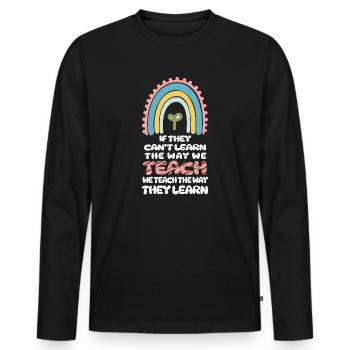 Autismus-Bewusstsein SPED Lehrer lernen - Männer Premium Bio Langarmshirt - Schwarz - Vorne - Nico (187cm)