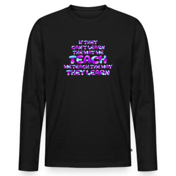 Autismus-Bewusstsein SPED Lehrer lernen - Männer Premium Bio Langarmshirt - Schwarz - Vorne - Nico (187cm)