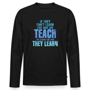 Autismus-Bewusstsein SPED Lehrer lernen - Männer Premium Bio Langarmshirt - Schwarz - Vorne - Nico (187cm)