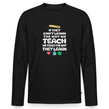 Autismus-Bewusstsein SPED Lehrer lernen - Männer Premium Bio Langarmshirt - Schwarz - Vorne - Nico (187cm)