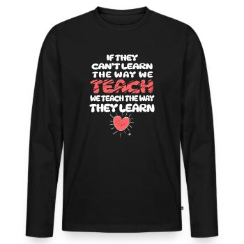 Autismus-Bewusstsein SPED Lehrer lernen - Männer Premium Bio Langarmshirt - Schwarz - Vorne - Nico (187cm)